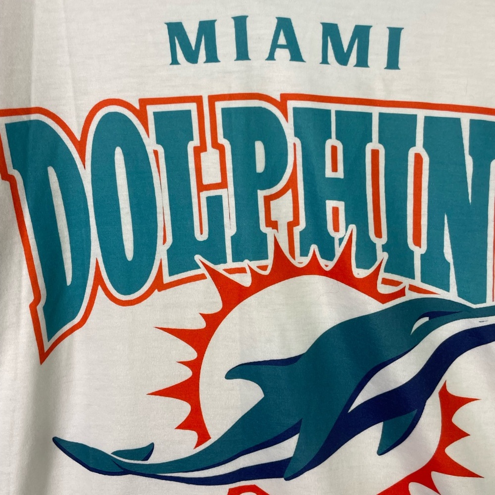 Miami Dolphins Shirt Womens Large White NFL Football V Neck Ruffle Sleeve Tee - Picture 5 of 8